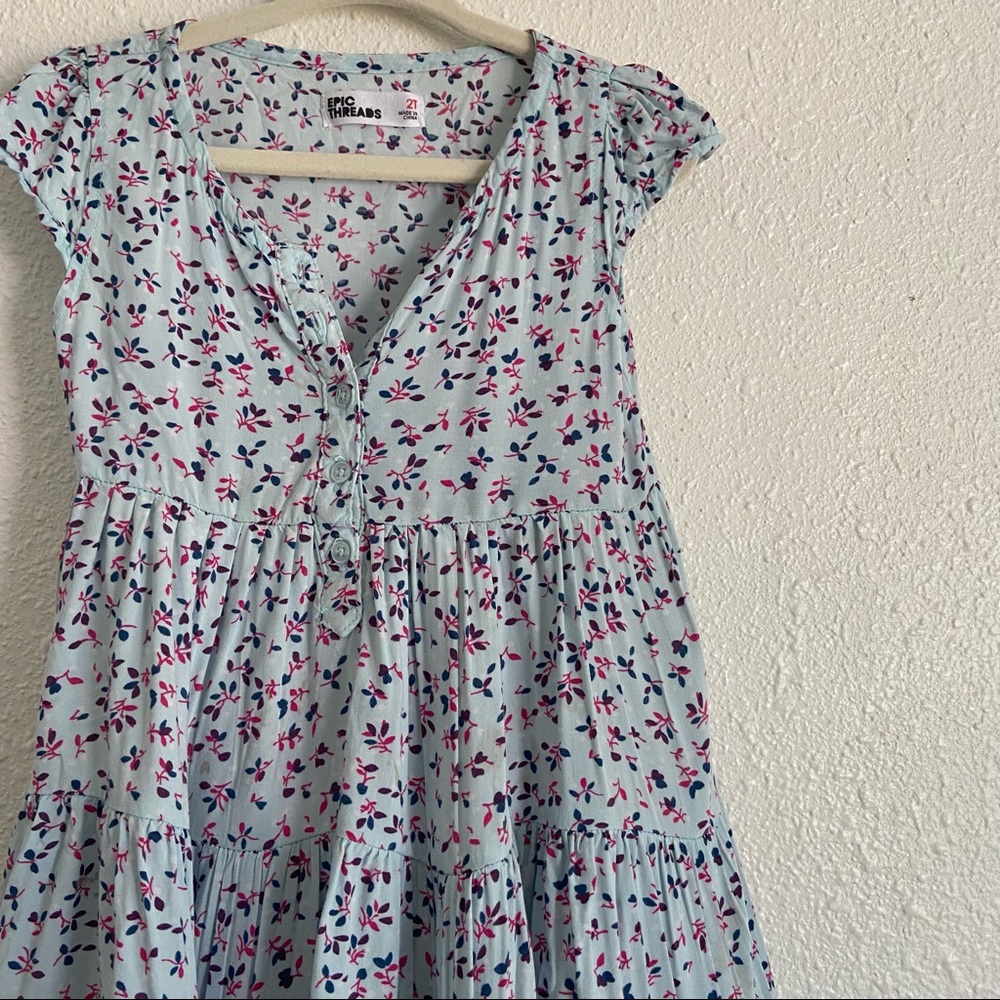 2T blue floral summer dress with ruffles